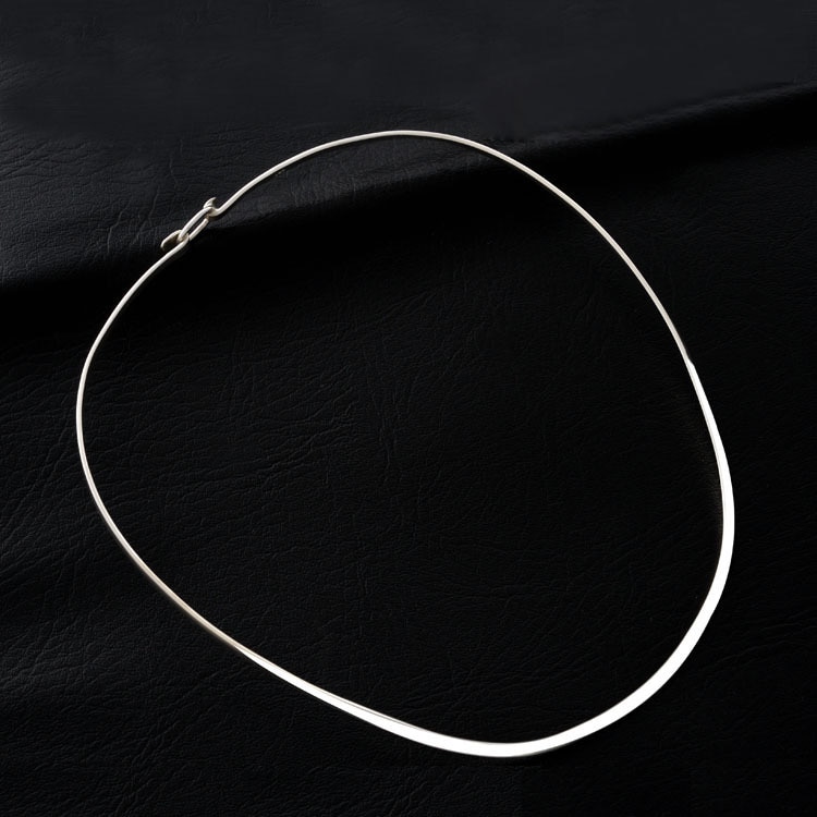 SA SILVERAGE S925 Silver Collar Female Sterling Silver Clavicle Hanging Pendant Necklace 45cm 3mm Thick