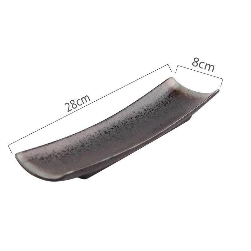 Japanese Style Ceramic Leaf Shape Sushi Plate Rectangular Fruit Dish Porcelain Snack Dessert Plate Retro Tableware: G