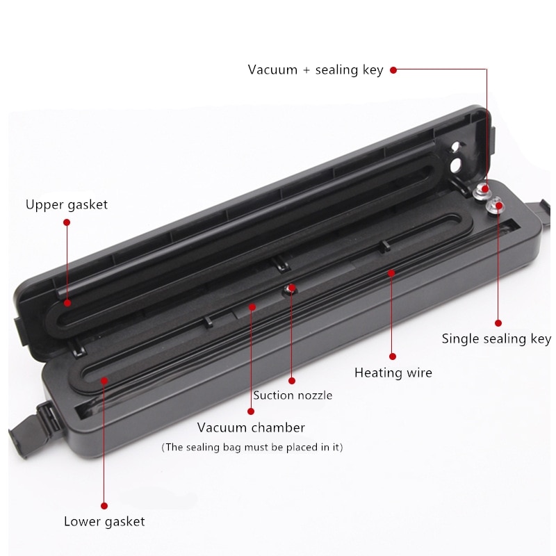 Household Vacuum Food Sealer 220V/110V Automatic Commercial Household Food Vacuum Sealer Packaging Machine Include 10Pcs Bags
