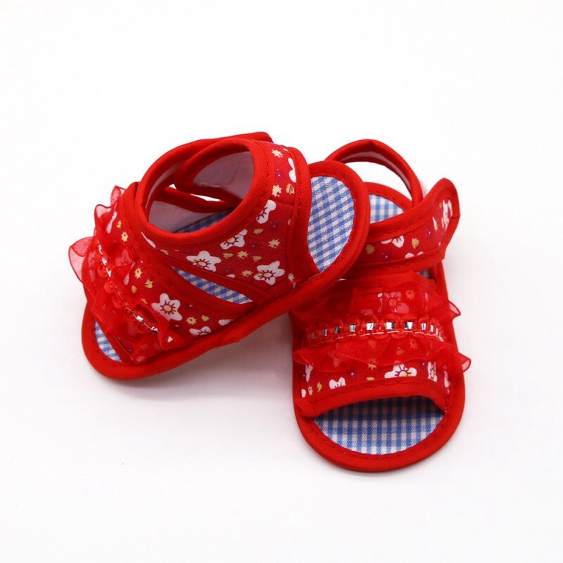 Padrão Floral da menina Respirável Sapatos Com Rendas de Algodão Respirável Anti-Slip Sapatos Casuais Sapatos de Sola Macia