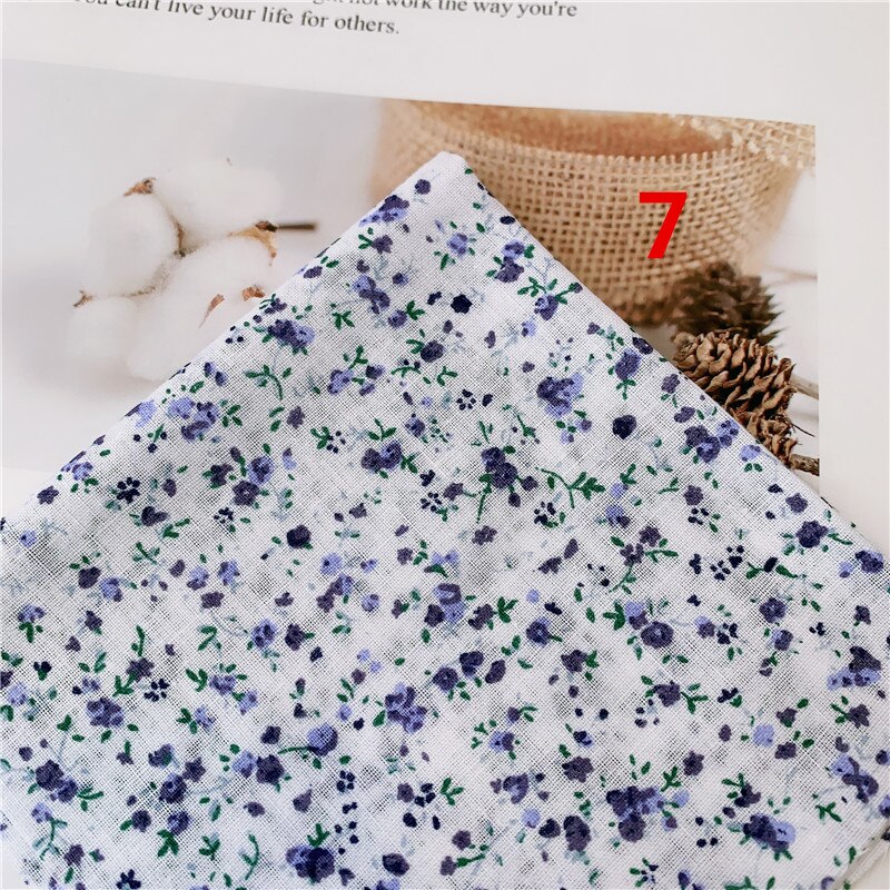 Tela de algodón DIY azul marino con estampado floral fresco de 50cm x 150cm, ropa de cama para niños, ropa de cama, colcha decorativa para el hogar 180g: NO7