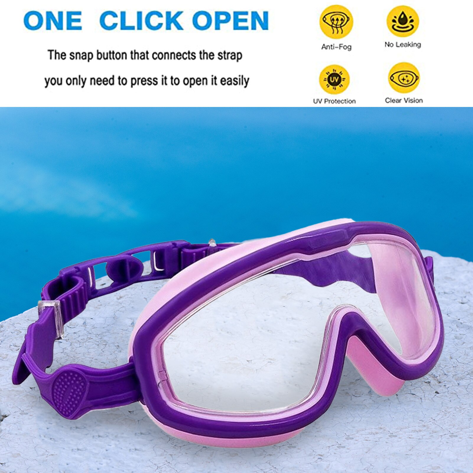 Kids Kleurrijke Zwembril Siliconen Anti Fog Uv Shield Zwemmen Bril Wide View Zwemmen Gear Voor Jongens Meisjes