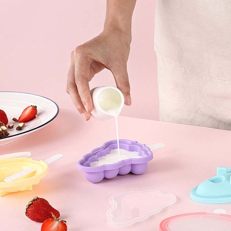 Molde de helado de silicona para el hogar, base para el hogar, modelo de helado, molde para paletas de fruta
