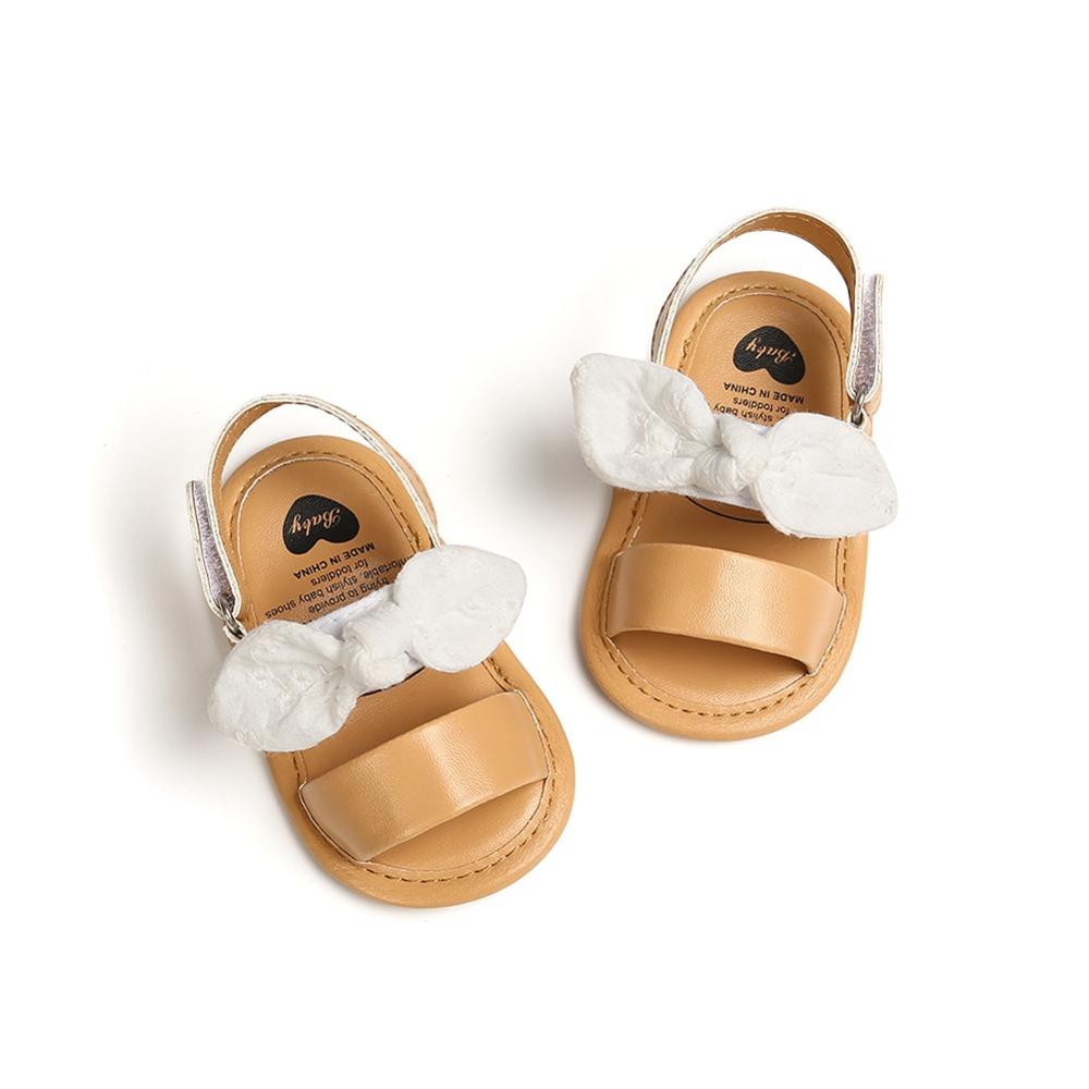 Summer Baby Girls Bow First Walkers Soft Bottom Sandals: W / L 12-18