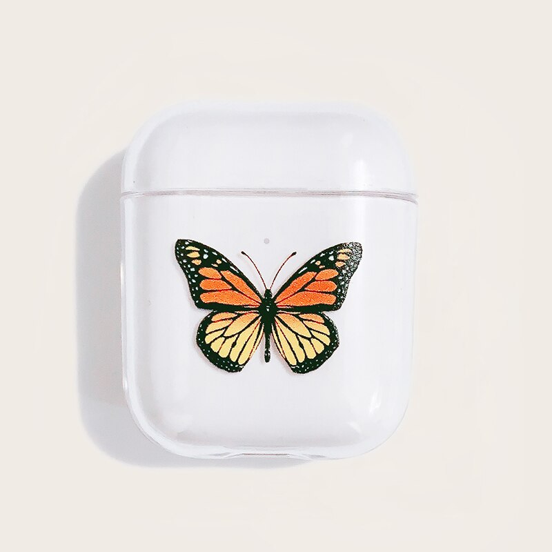 Yellow butterfly wireless bluetooth headset protective shell is suitable for airpods2 transparent PC hard shell