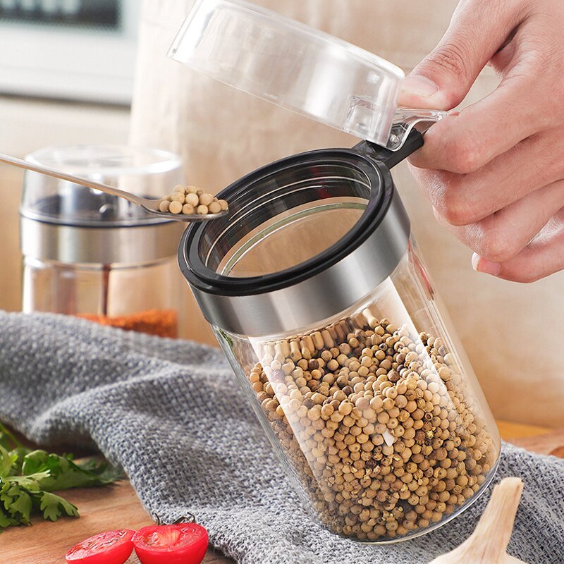 Glas køkken krydderi flaske stor diameter paprika salt peber krydderier arrangør krukke madlavning krydderi beholder tilbehør