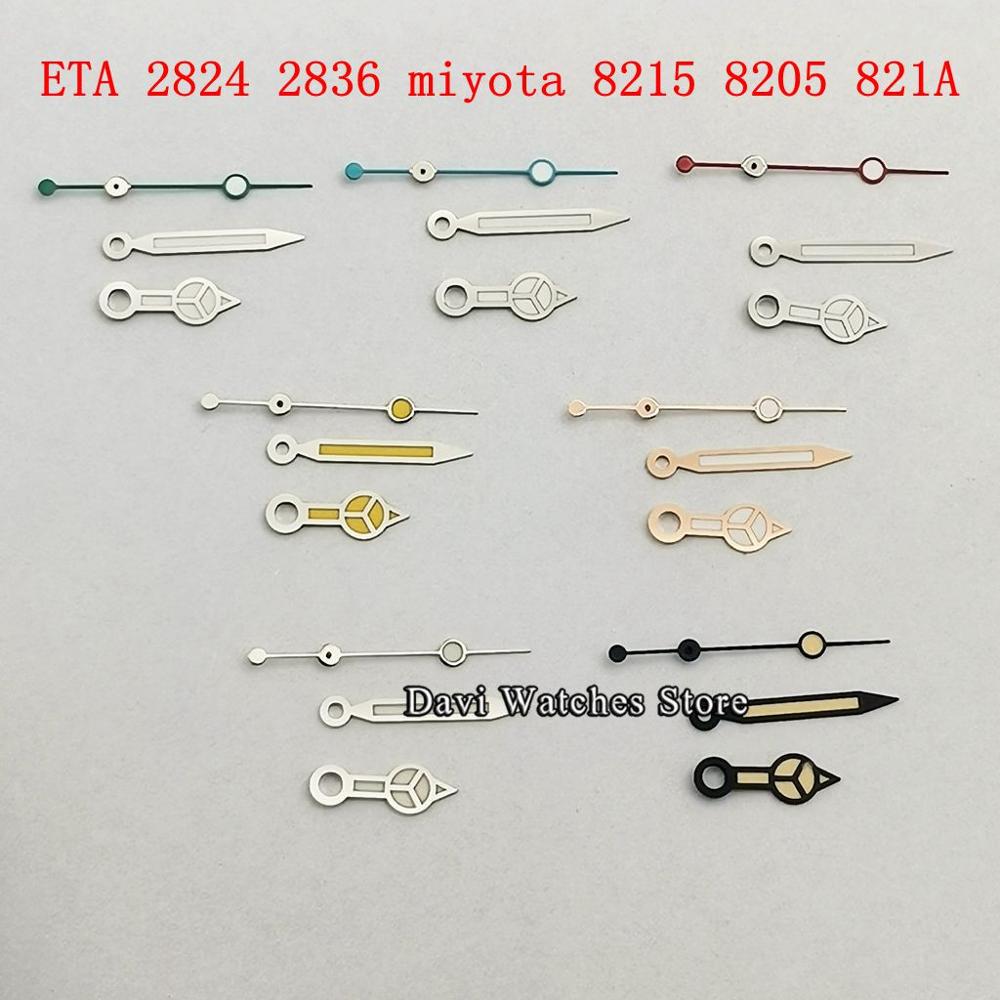 Aiguilles de montre pour hommes, nouvelles montres lumineuses vertes adaptées à Eta 2824 2836,Miyota 8215 821A série 82, mouvement DG2813 3804