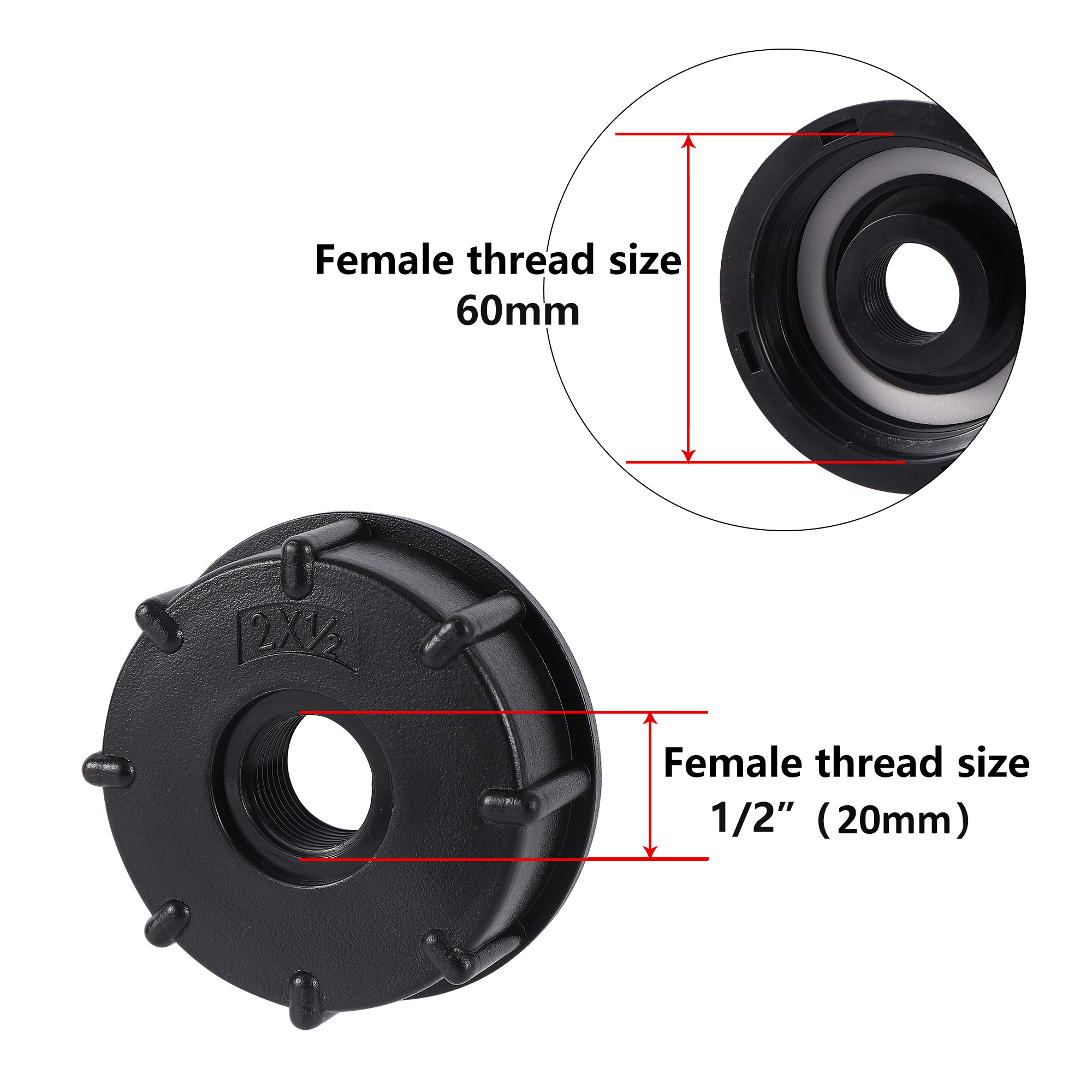 Durable IBC Tank Fittings Universal S60X6 Coarse Threaded Cap 60mm Female Thread To 1/2 ", 3/4", 1 " Water Tap Adapter Connector: PURPLE