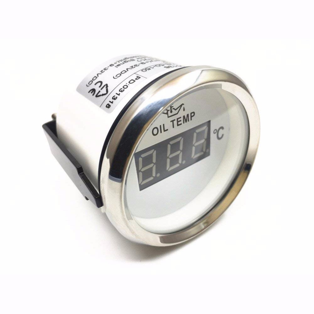 Medidor de temperatura de aceite Digital LCD, 52mm, 50-150 ℃, 12V, 24V, con retroiluminación roja