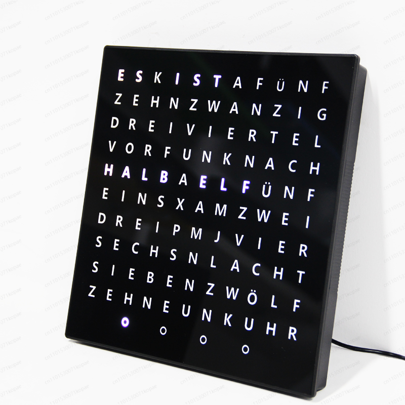 Art Decor Klok Vertel tijd in woorden Vierkante muur Alfabet Tijd Duitse woordklok