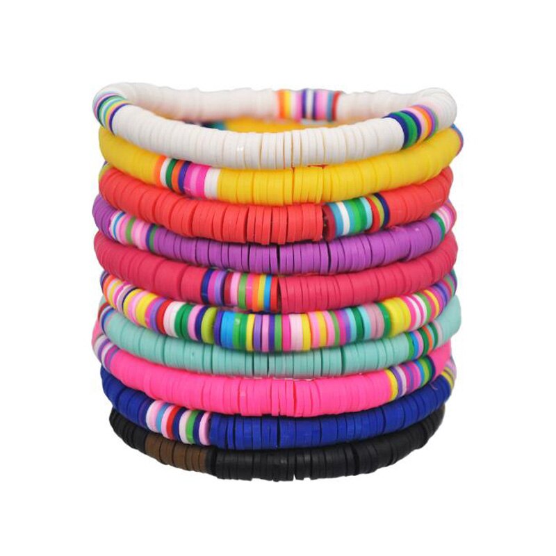 Bohème perle extensible Bracelet plage coloré polymère argile Heshi perle Bracelet à breloques femmes