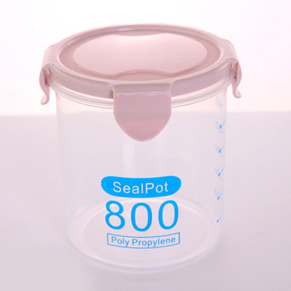 Lata sellada redonda transparente, jarra de vidrio, lata sellada, s, botella para almacenamiento de alimentos: M-Pink