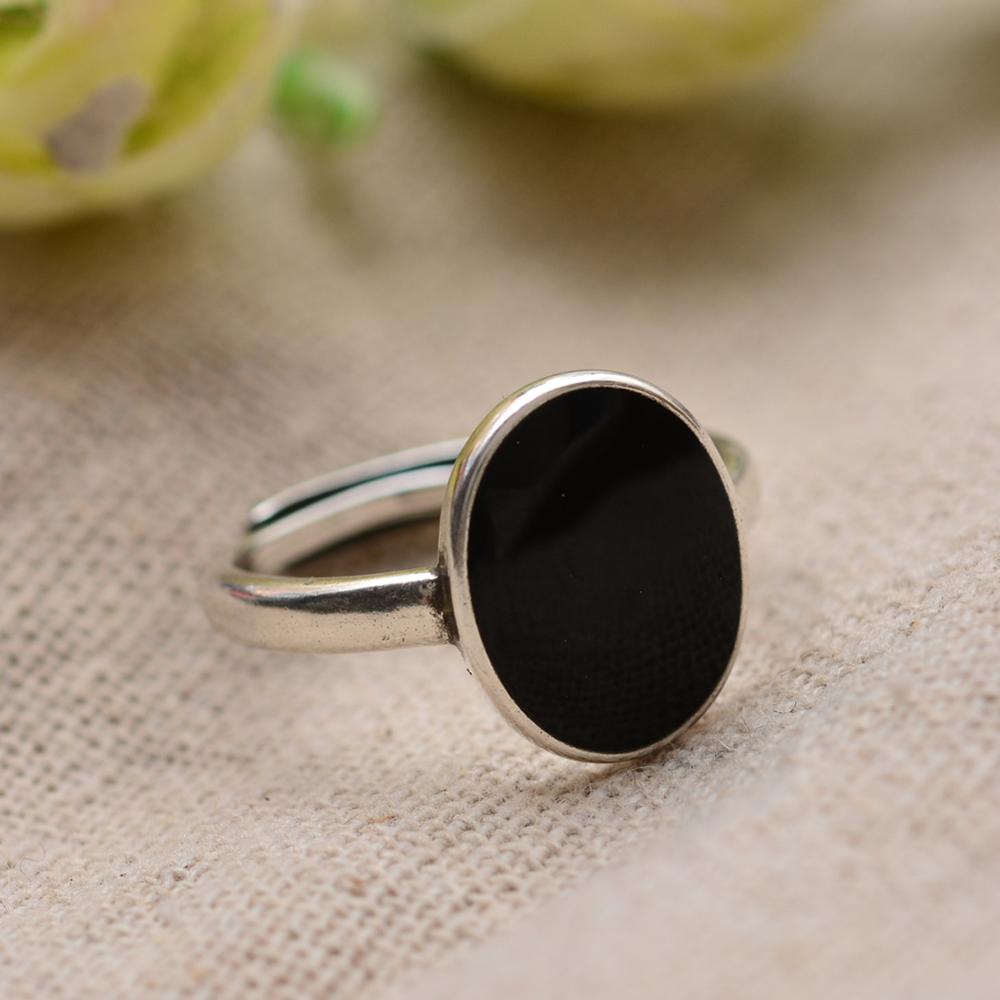 100% 925 ronde, zwarte damesvingerringen van sterlingzilver voor dames met open ringen