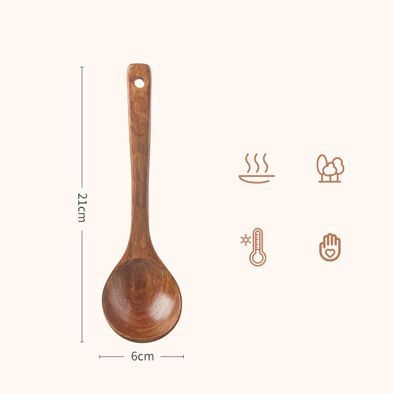 Cuillère en bois naturel pour ustensiles de cuisine, ustensiles antiadhésifs, cuillères de cuisine faites à la main, ensembles de vaisselle, outil de cuisine: Rouge