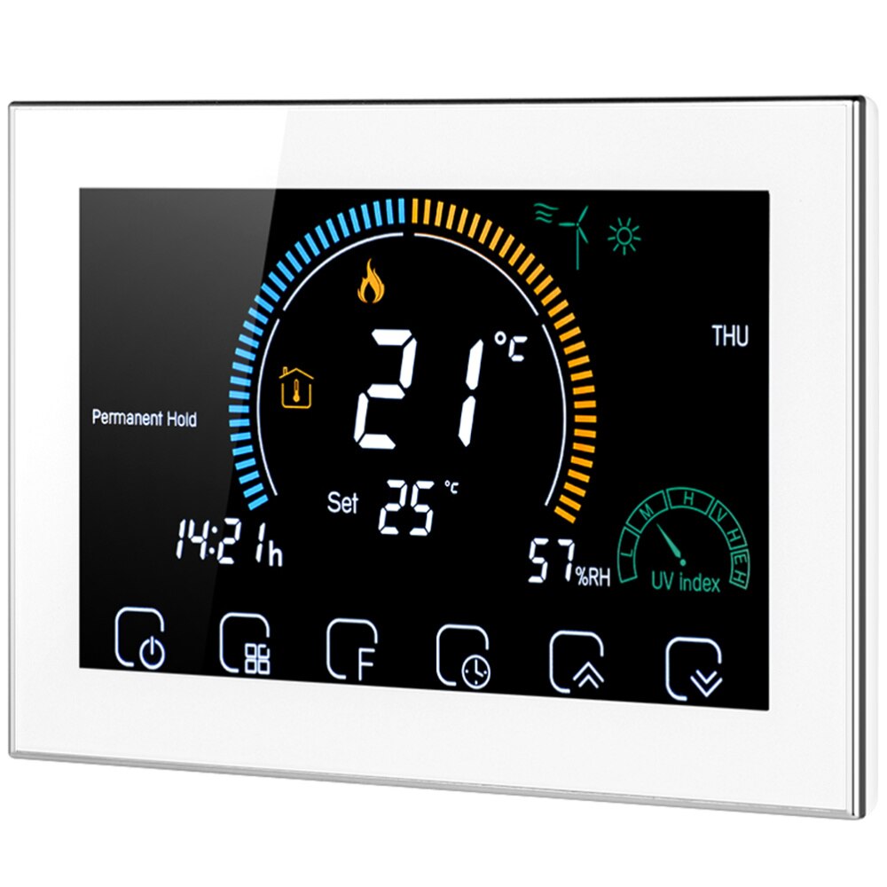Termostato Digital inteligente para calefacción de suelo, controlador de temperatura inteligente con aplicación, Bht-8000, 1 Juego: White