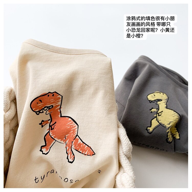 Dei ragazzi di proprietà carino dinosauro stampato morbido magliette dei bambini del cotone per Bambini graffiti Magliette 1-7Y