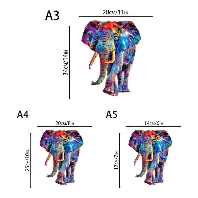 Juego de rompecabezas de madera de elefante, piezas en forma de animal, rompecabezas, juguetes con paquete, de Navidad, decoración del hogar, juego familiar