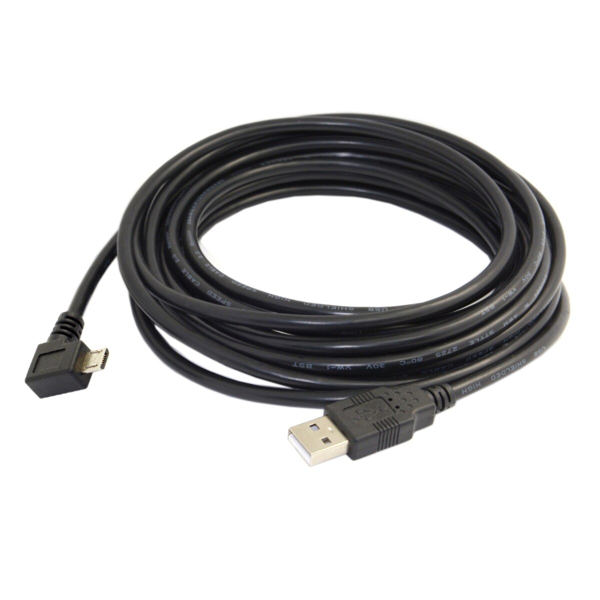 CableCC CY 5 meters 16ft Left Angled 90 Degree Micro USB Male to USB 2.0 Data Charge Cable for Cell Phone & Tablet