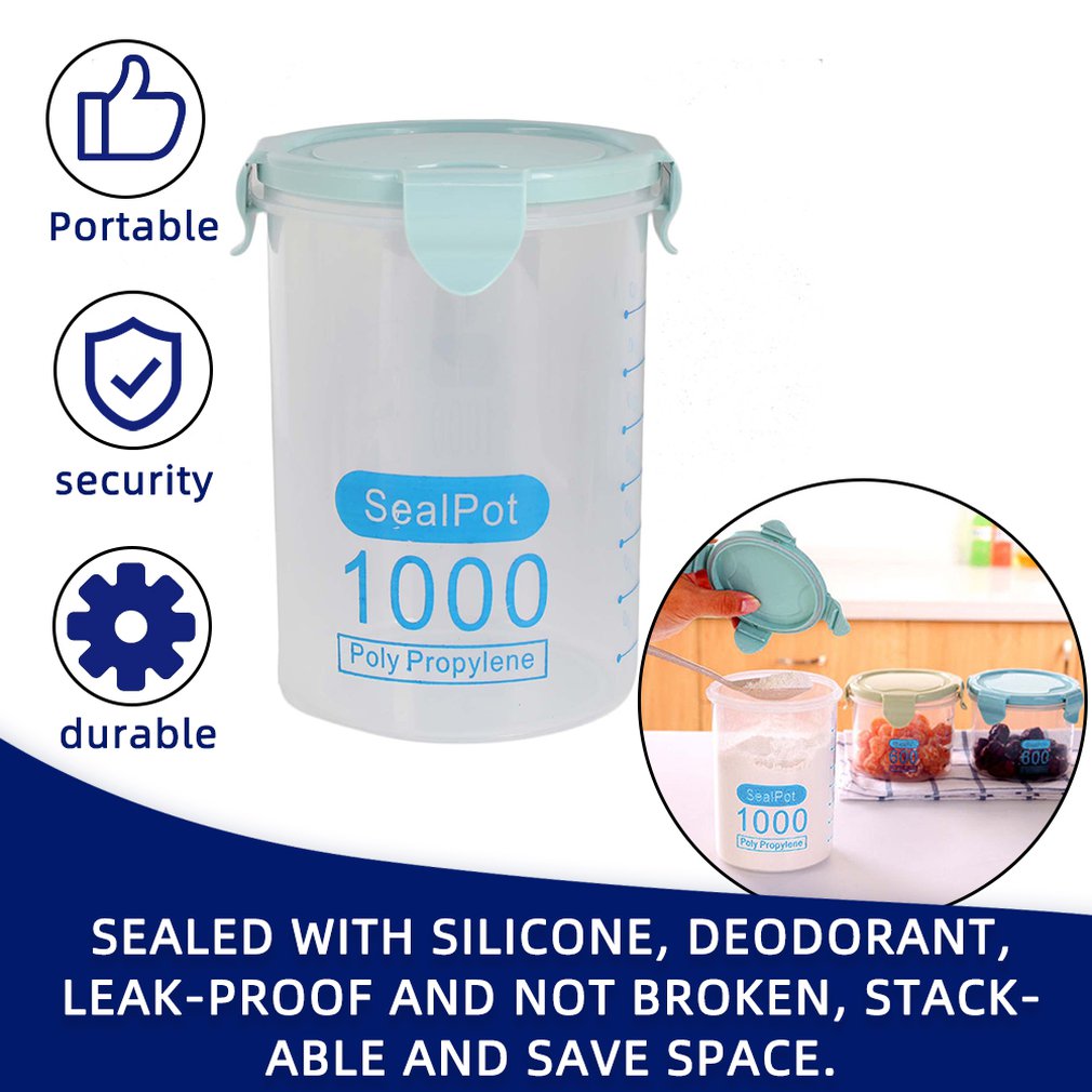 Multi-functional Clear Plastic Sealed Cans Storage Tank Kitchen Dry Food Containers Home Food Grain Storage Jar