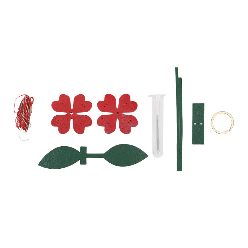 Elegante lederen accessoire handgemaakte lederen bloemen Ringen met de hand versierd Hangeraccessoire voor gebruik Gewone sleutelgereedschap: green