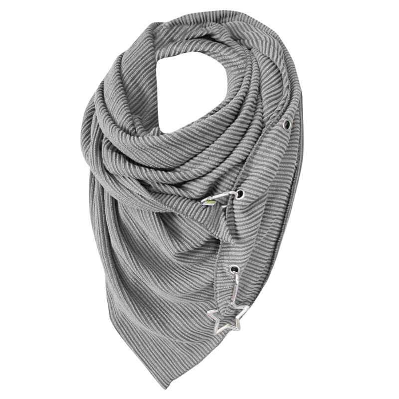 Dames sjaal dames warme wintersjaals met ster hanger zachte sjaals vrijetijds effen stippen print knoop zachte nekwikkel: Grijs