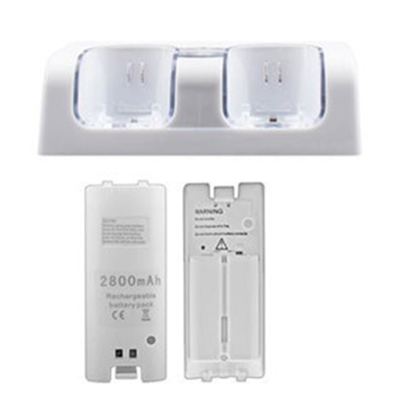 Suitable for Wii Controller with Two 2800MAH Rechargeable Batteries Noiseless Safe Two-in-one Dual Charging Station T84C