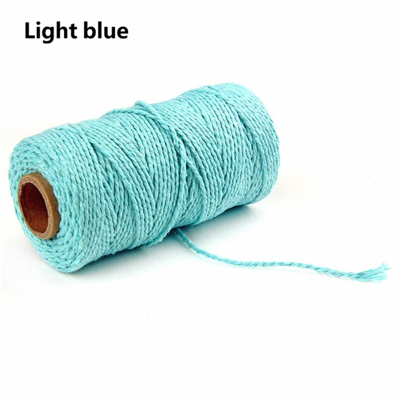 100 Yards 2mm Braided Cotton Cords Twisted Macrame Hand Knitted Cord for Handmade Sewing Thread DIY Craft Decoration Supplies: Light Blue