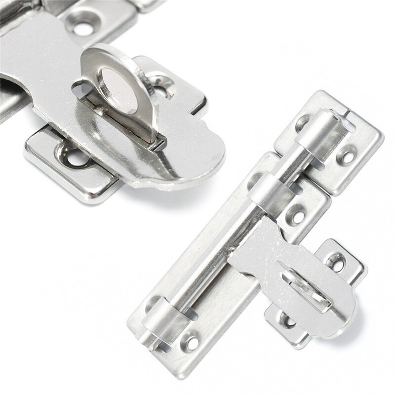 4 Inch Hardware Door Lock Stainless Steel Barrel Bolt Latch Padlock Clasp Set Brushed For Locking Door Window Drawer Cupboard