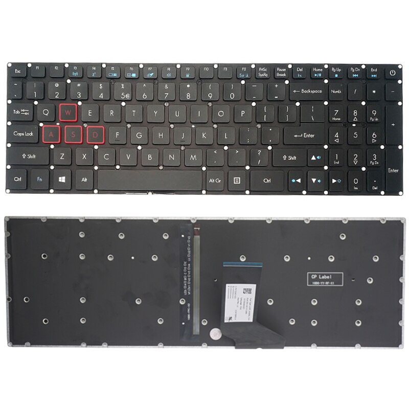 For Acer Nitro 5 AN515-51/52 AN515-53 N16C7 N17C1 Series Laptop Keyboard US Black With Backlit Without Frame: A