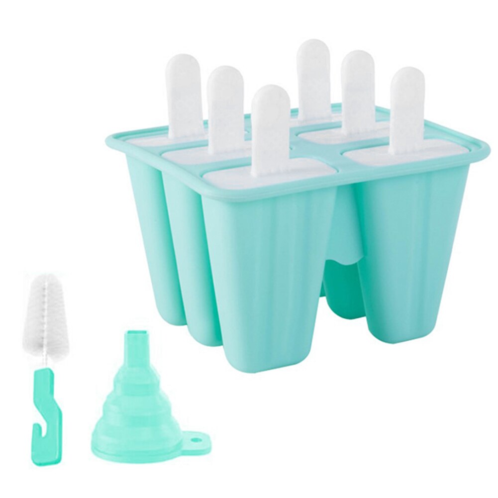 6 Cells Ice Cube Molds Reusable Popsicle Maker DIY Ice Cream Tools Kitchen Lolly Mould Tray Lolly Mould Popsicle MakerBar Tools: Green