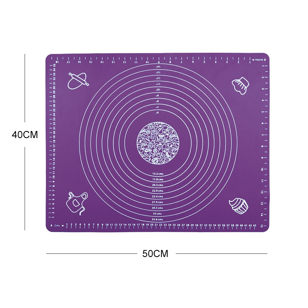 Feuille pour pâte à Pizza, pâtisserie, pâtisserie, ustensiles de cuisine, tapis de cuisson antiadhésif en Silicone: A-purple - 50 x 40cm