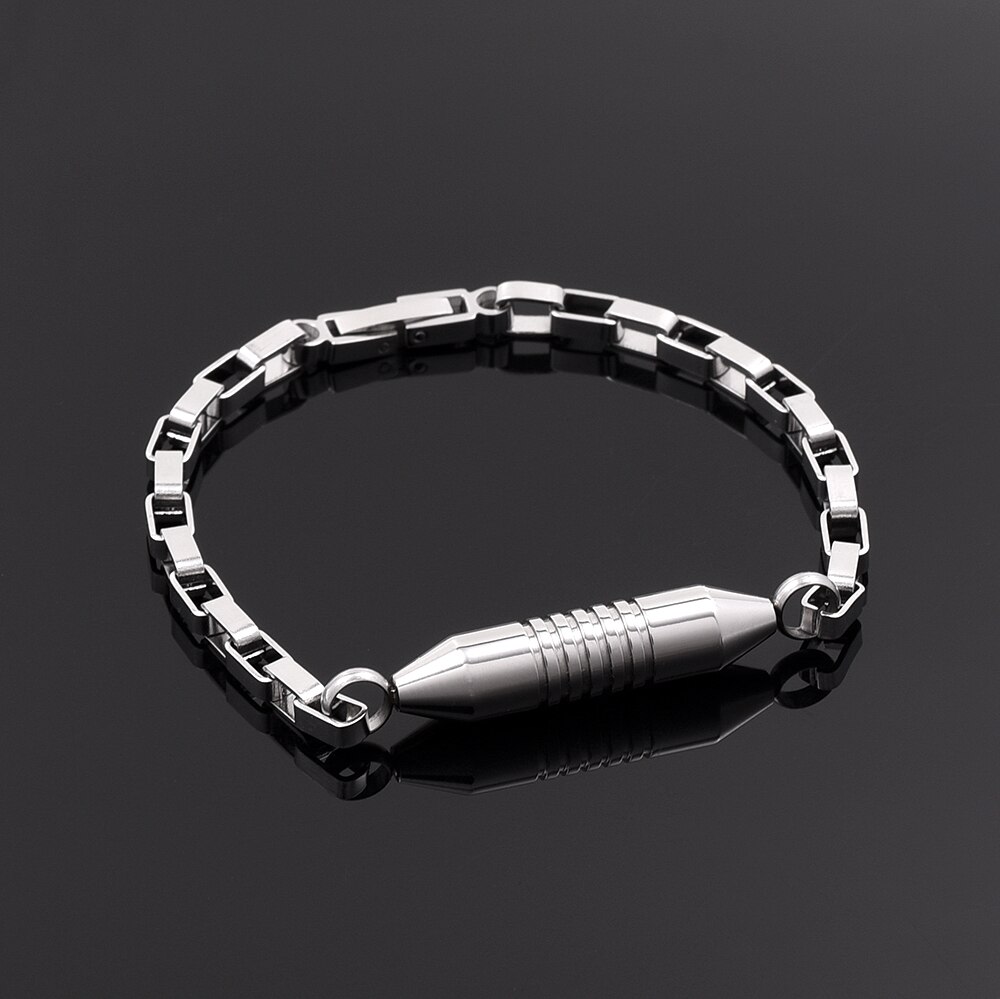 Zylinder Urne box verbunden kette Armband Männer/Frauen Edelstahl Mini Feuerbestattung Armreif Schmuck Asche Medaillon
