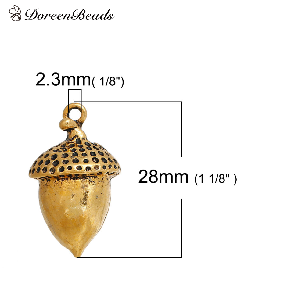 Encantos de Liga De Zinco Com Base 3D DoreenBeads Bolota Cor Prata Ouro 28mm(1 1/8 ") x 16mm( 5/8"), 2 PCs