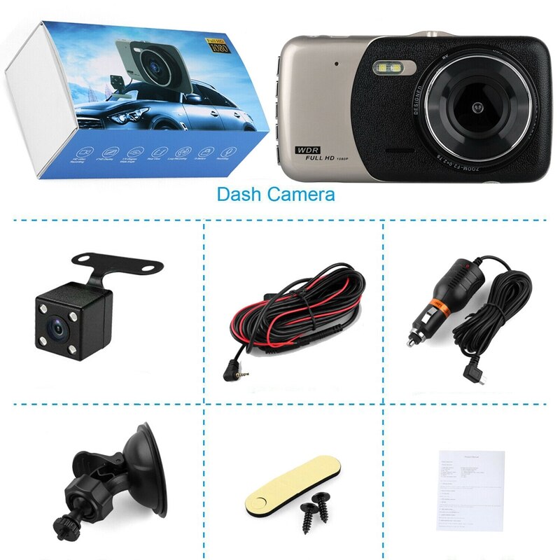 3.6 Inch Dual Lens Camera Hd 1080P Auto Dvr Voertuig Video Dash Cam Recorder G-Sensor