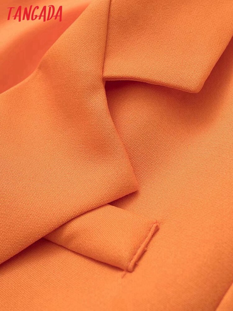 Tangada-Chaqueta naranja Lisa para mujer, abrigo Vintage con bolsillo y cuello con muescas, Tops Chic informales a la 3H459, 2022