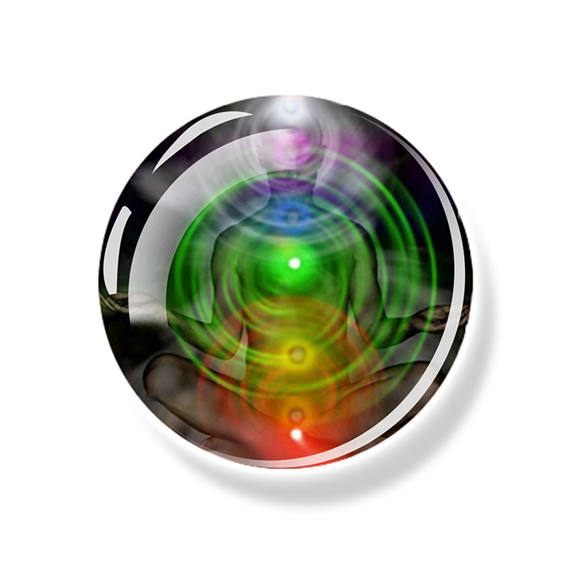 7 Chakra Totem Magnet Fridge Meditation Yoga Mandala Hinduism Glass Dome Refrigerator Magnets Stickers Indian Buddha Home Decor: light green