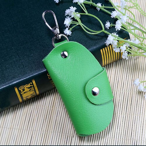 Etya nøgle etui holder herre pung pu læder unisex nøgleorganisator taske nøgler husholderske business tegnebøger nøgle taske: Grøn