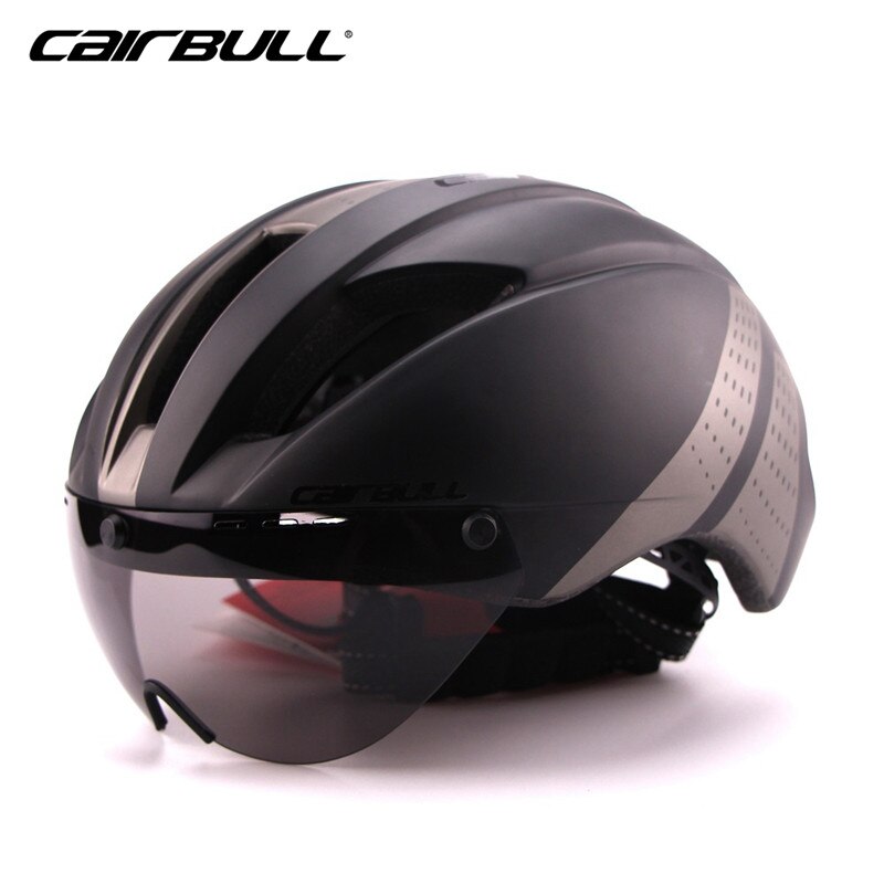CAIRBULL Helmet Aero Ultra-light Goggle TT Road Bicycle Helmet Integrally-molded Helmet Racing Cycling Time-Trial Cycling Helmet: black grey / M 54-57CM