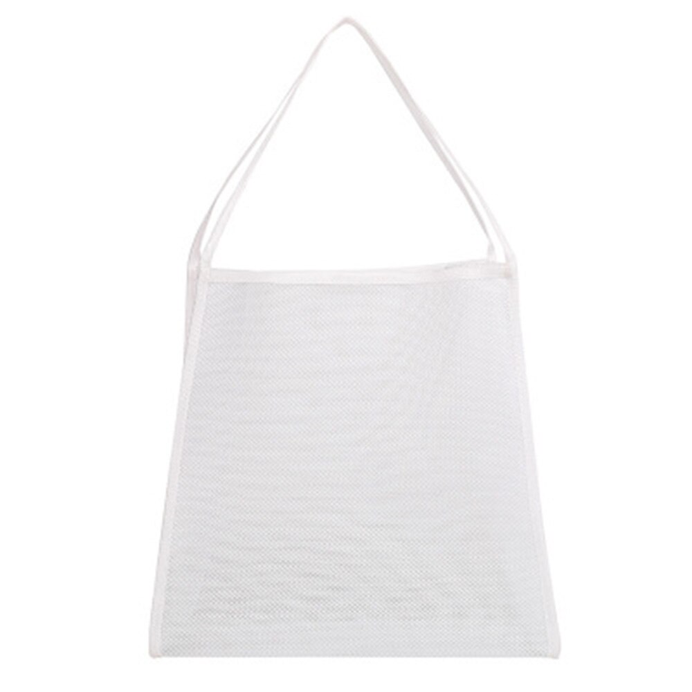 Women Travel Wash Mesh Handbag Summer Toiletry Shopping Bag Tote Bag Organizer Pouch Makeup Transparent Bag: whwite