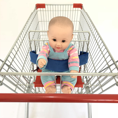 Baby indkøbsvogn remserviet med bærbar spise sæde baby stol sikkerhedssele egnet til alle indkøbsvogne justerbar længde: Blå