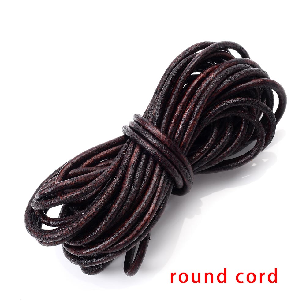 Bracelet en fil de cuir tressé de 5 mètres, cordon rond et plat en cuir, corde à faire soi-même: 6