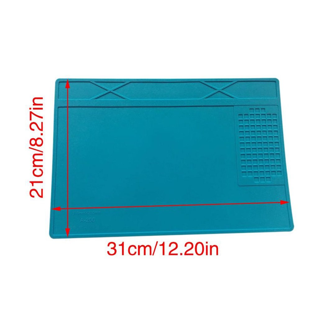 sourcing map Grande 23 x 18 cm ESD Silicone Saldatura Mat Isolamento Termico Pad 1222 ° F Anti Statico Elettronico Riparazione Lavoro Mat per Saldatura Ferro Stazione Workbench