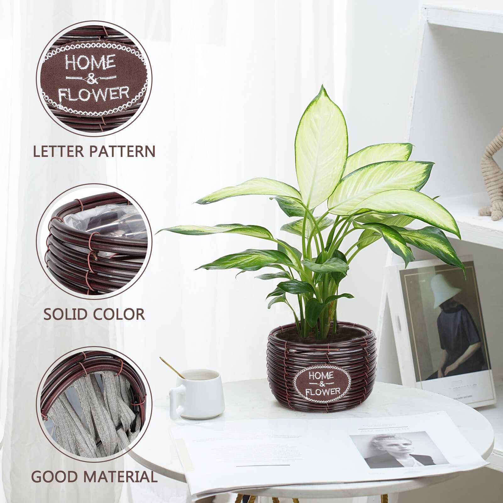 Maceta tejida, cesta creativa para plantar flores, contenedor para arreglos florales