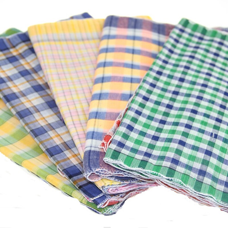 12Pcs Womens Ladies Handkerchiefs 100% Cotton Soft Plaid Handkerchiefs Mixed Color Pocket Hanky BBB1062