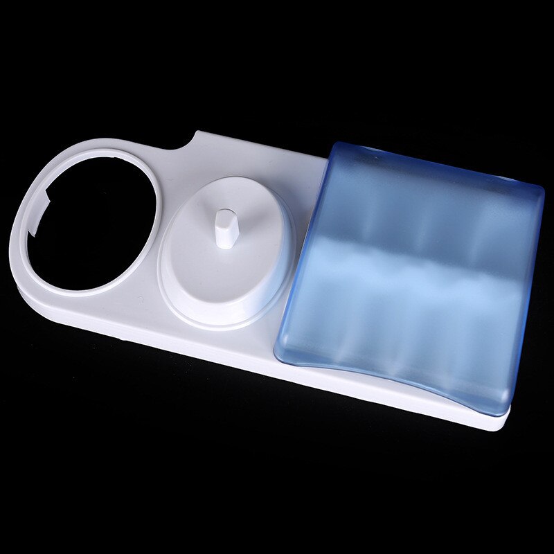 Elektrisk tandbørsteholder stativ understøttelse opbevaringsboks hvide tandbørstehoveder bundbeslag med opladerhul badeværelse tilbehør: 19 x 9 x 3.5cm