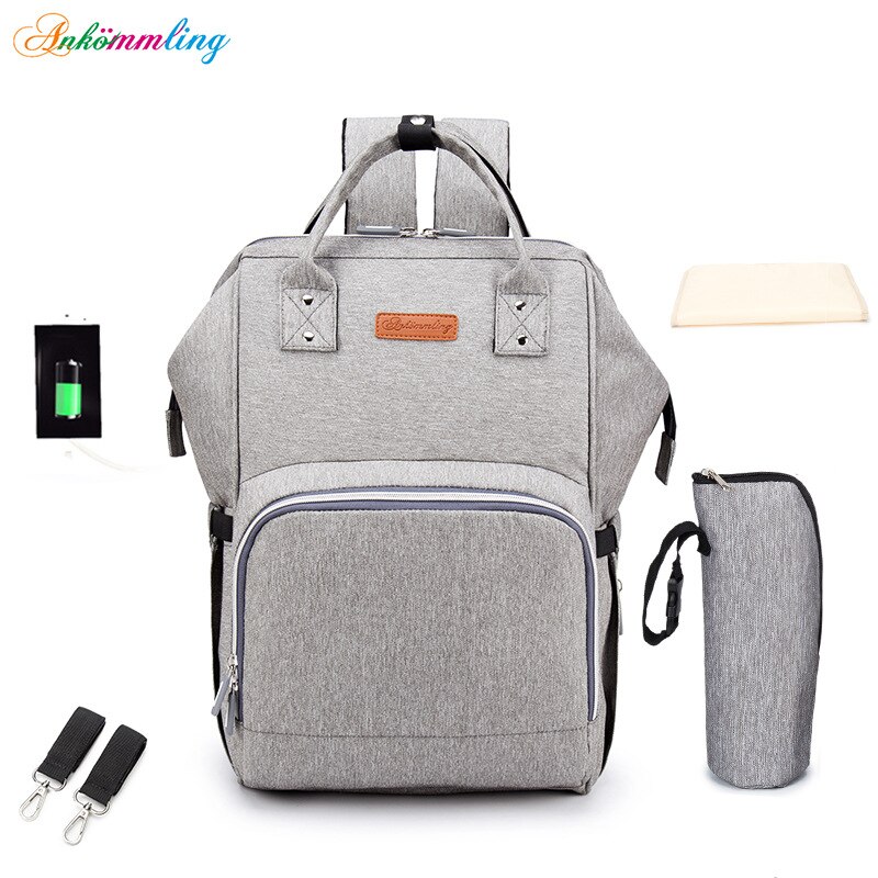 Luiertas Ankommling Wanneer Europa En Amerika Stijl Schouder Mother 'S Bag Verbeterde Multi-Functionele Mama Bag: Light Gray