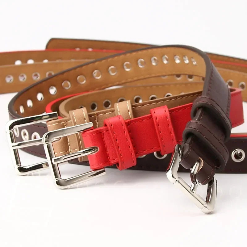 Bälten för kvinnor stora metallhål novelty bälten metallbälten tonåringar jeansbyxor accessoarer