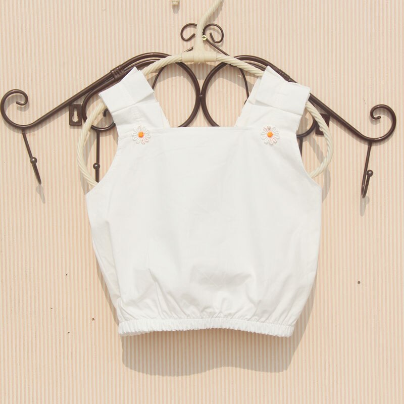 Piger børn bluser sommer ærmeløse toppe bomuld ensfarvet hvide skjorter børn cool bluse til teenage børn tøj 3-16y: 320-c1 / 8