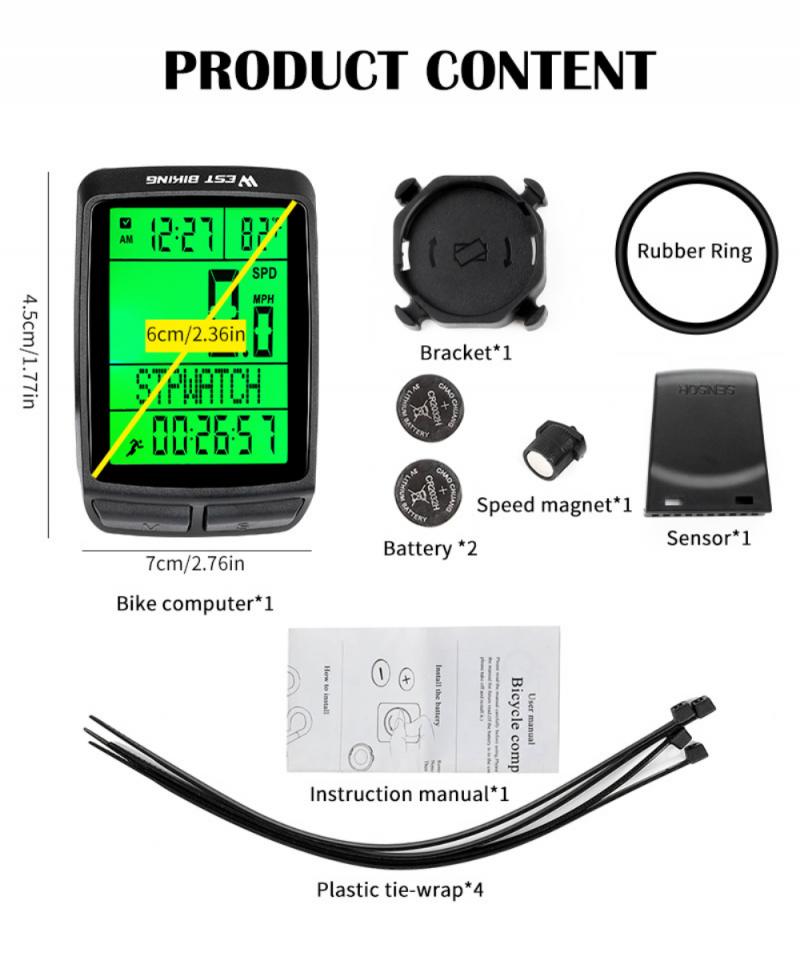 LED Digital Bicycle Computer Large Screen Wireless Waterproof Bike Speedometer Stopwatch With Backlight Bike Bicycle Speedometer