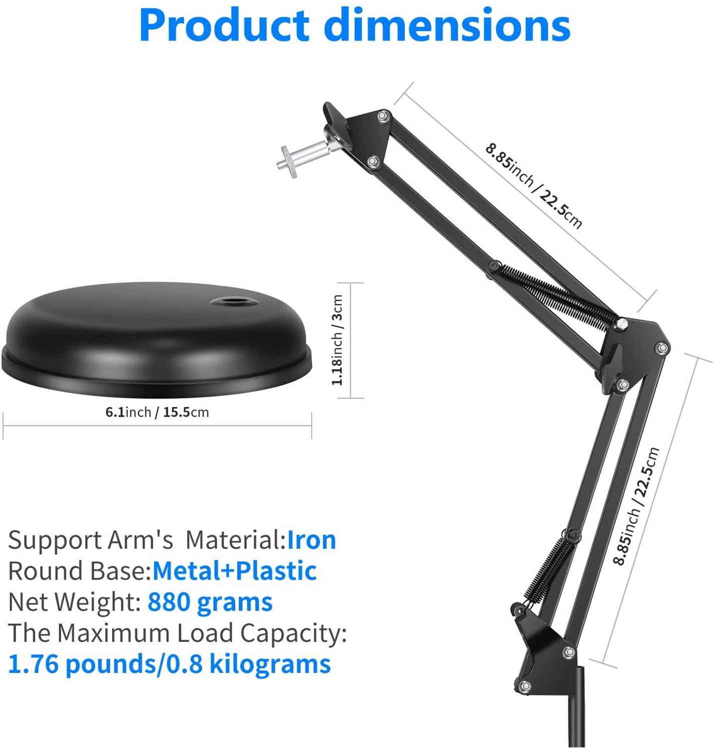 Supporto da tavolo regolabile con braccio a forbice per braccio a sospensione con Base per Webcam Logitech C922 C930e C930 C920 C615